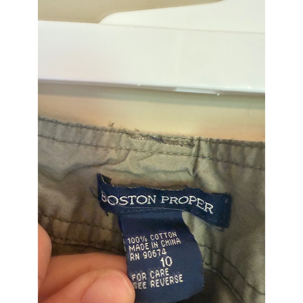 Boston Proper Olive Green Cargo Pants Women 10 Cotton Utility Drawstring Hem - Picture 2 of 3
